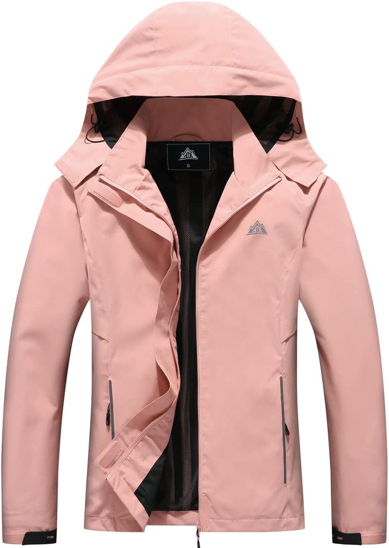 MOERDENG Women's Waterproof Rain Jacket for Outdoor Adventures