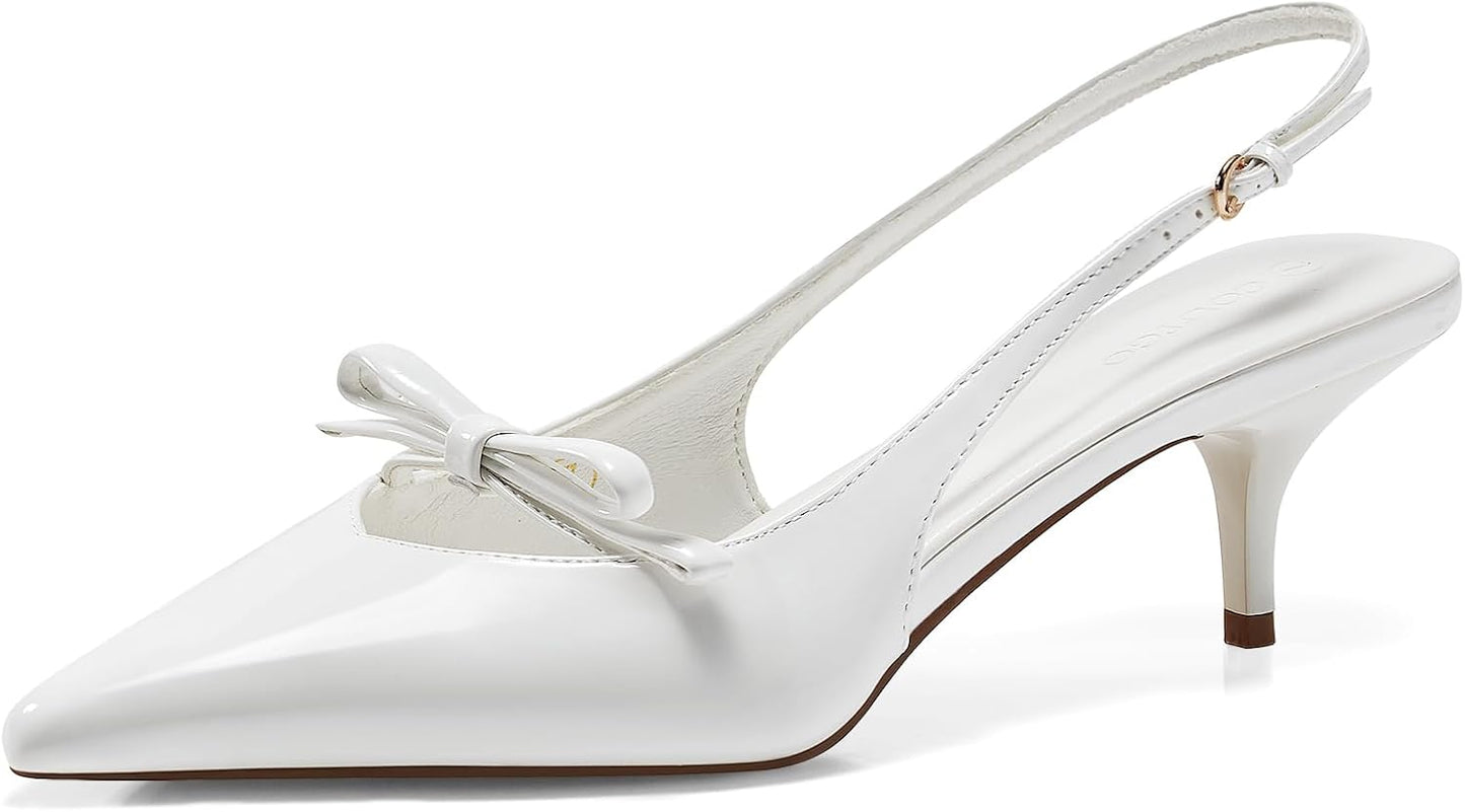 Coutgo Womens Bow Slingback Heels for Elegant Occasions