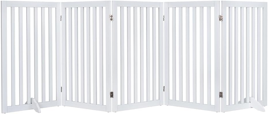 Free Standing Pet Gate for Dog and Cat - Stylish Wooden Barrier