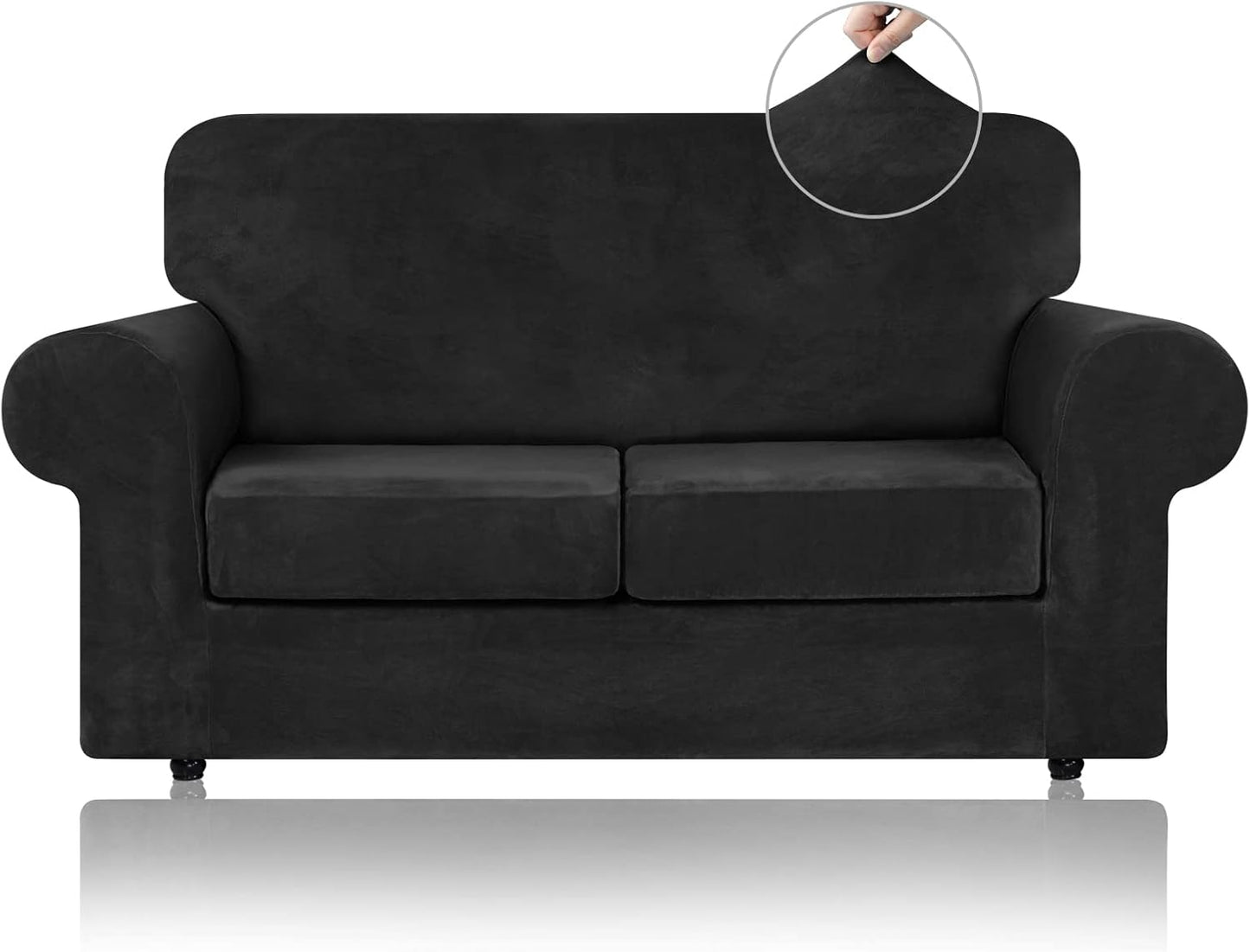 High Stretch Velvet Couch Covers for 2 Cushion Sofa Protection