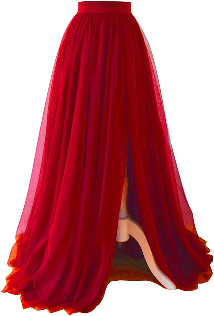 EllieHouse Adult Split Long Floor Tulle Skirt for Parties