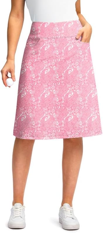 Viodia Knee Length Skorts for Women with Zipper Pockets