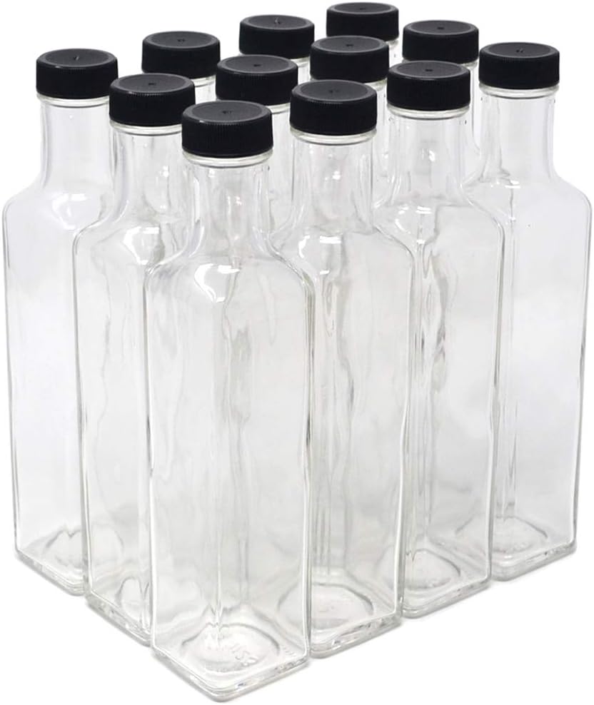 Clear Glass Quadra Bottles for Sauces and Dressings - 48 Total