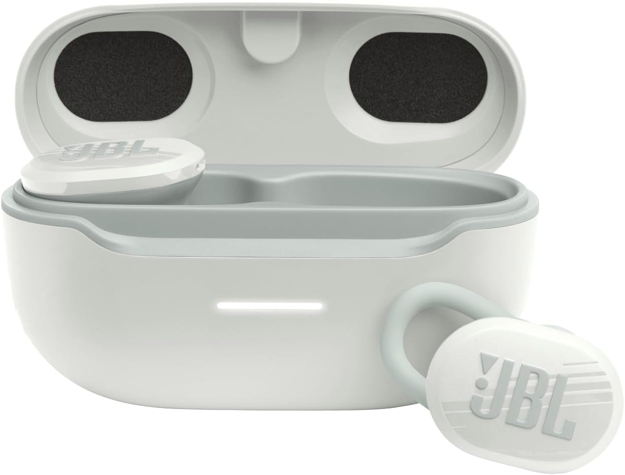 JBL Endurance Race TWS - Pure Bass, 30hr Battery, Waterproof, Ambient Aware (White)
