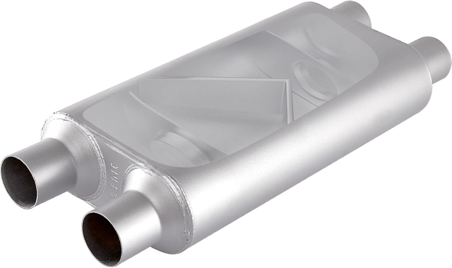 Universal 3 Inch Dual Inlet Dual Outlet Muffler for Cars and Trucks