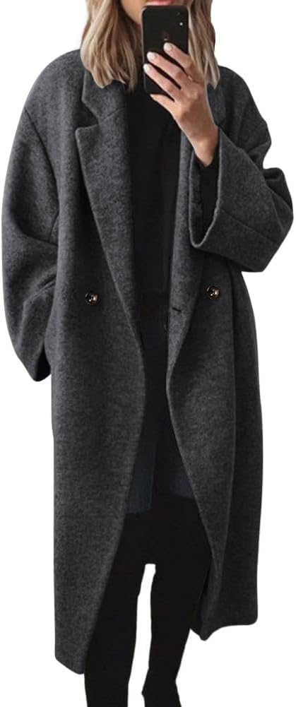 Chouyatou Women's Winter Double Breasted Wool Coat for Style