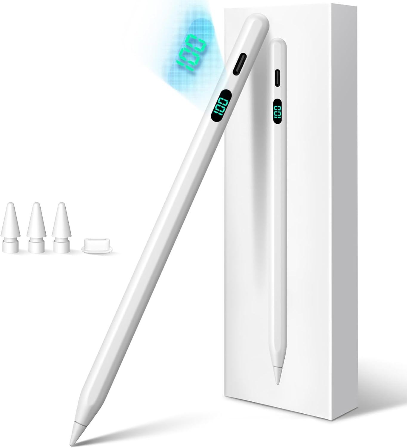 FOJOJO Stylus Pen: LED Power Display, Fast Charge, Palm Rejection - Compatible with Multiple iPad Models!