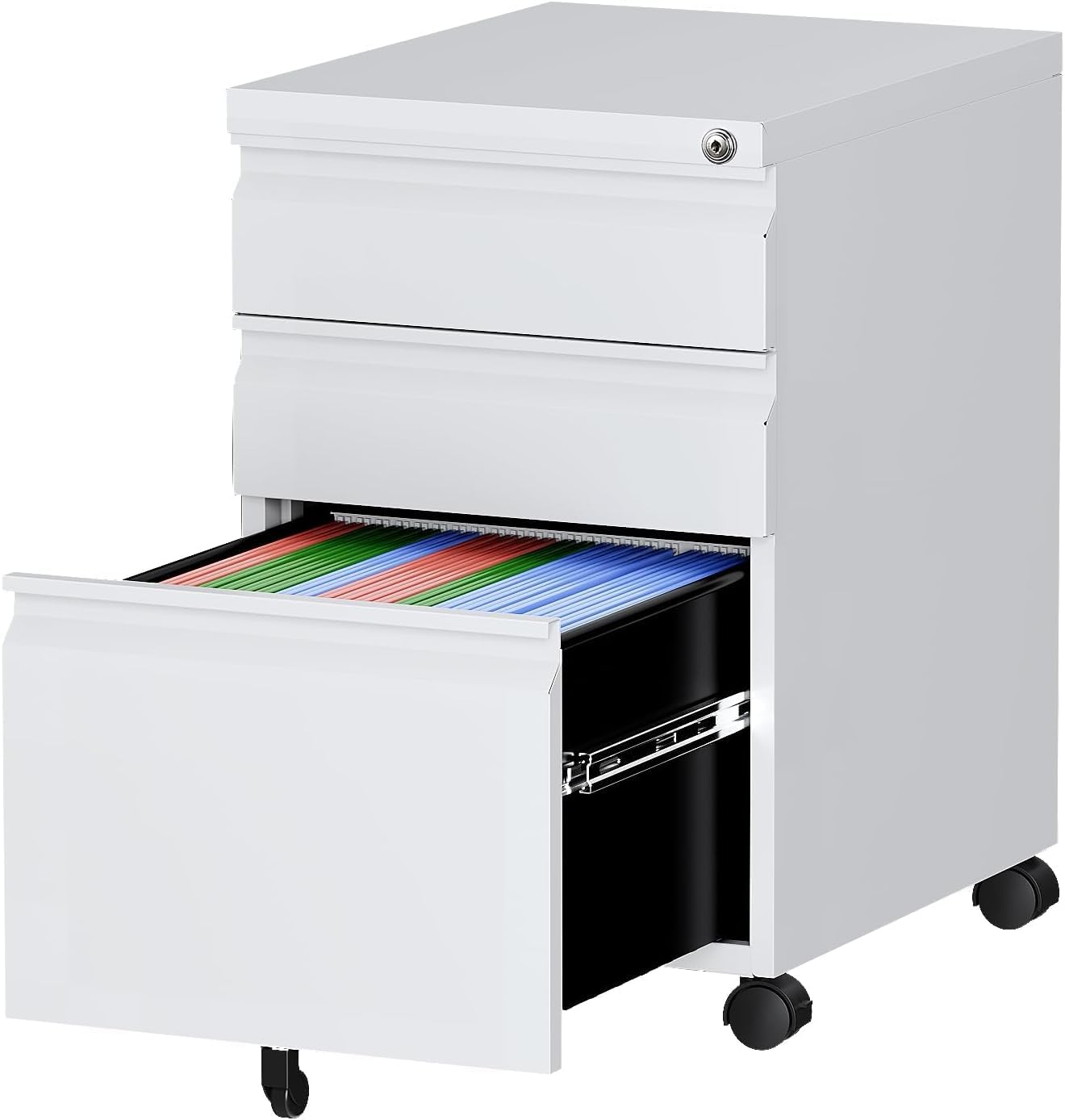 Letaya 3 Drawer Mobile File Cabinet with Lock for Home Office