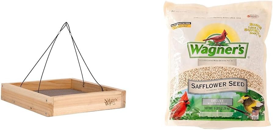Nature's Way Cedar Platform Tray Bird Feeder with Safflower Seed