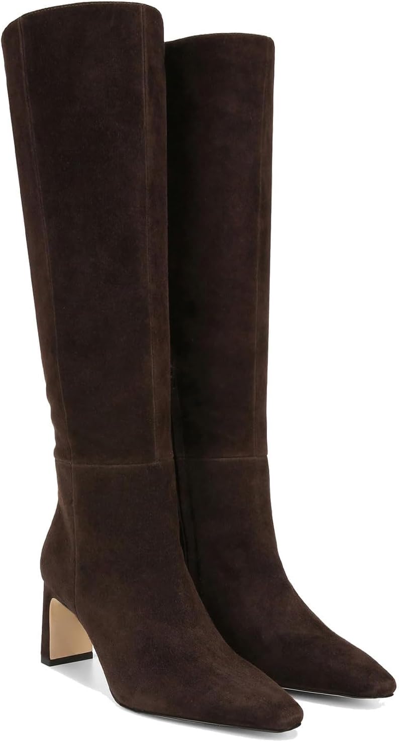 Knee High Boots for Women with Chunky Block Heels and Zipper
