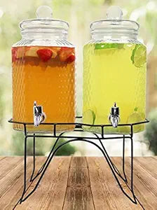 Estilo Glass Drink Dispensers for Parties, Set of 2, 1 Gallon