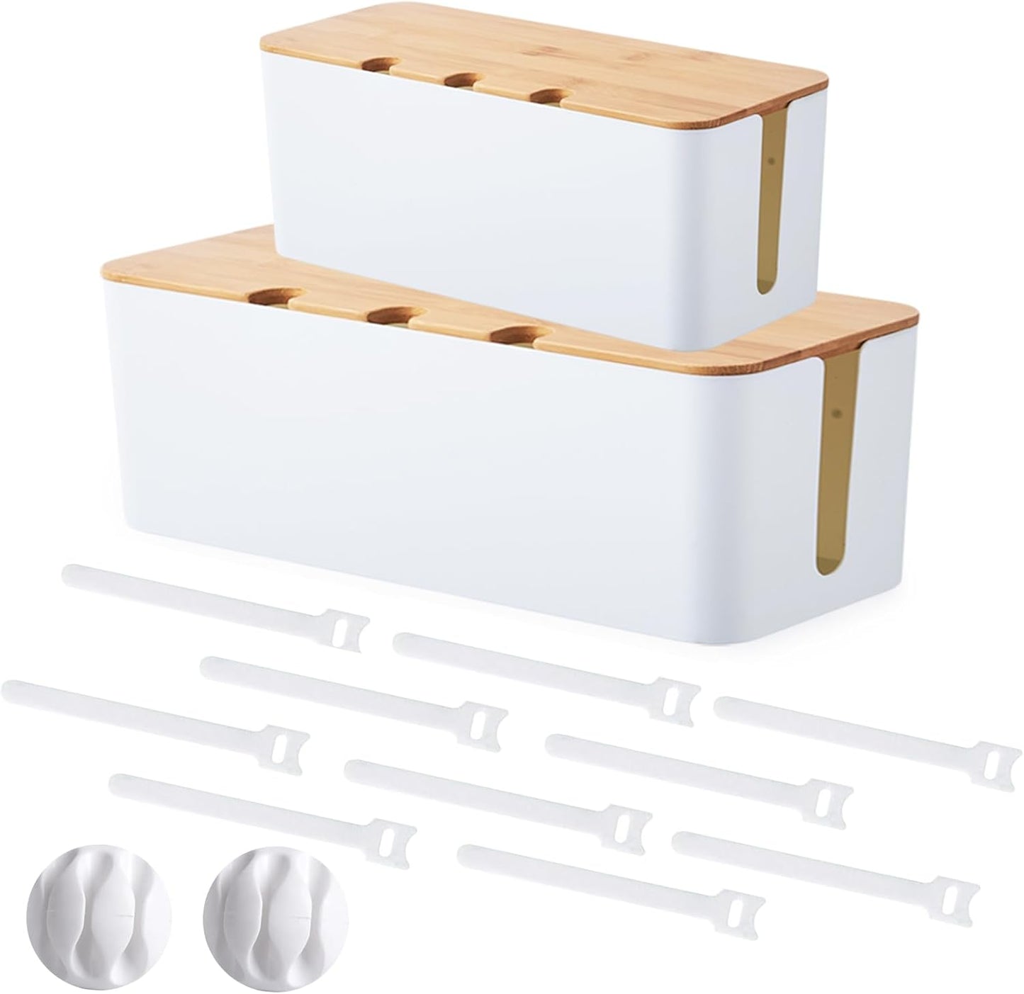 Bamboo Lid Cable Organizer Box: Tidy Cables Effortlessly
