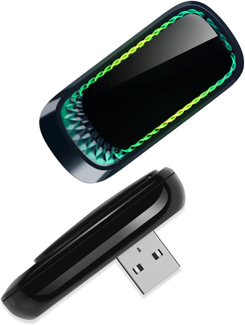 Wireless CarPlay Adapter with RGB Lighting - iPhone & Android Compatible!