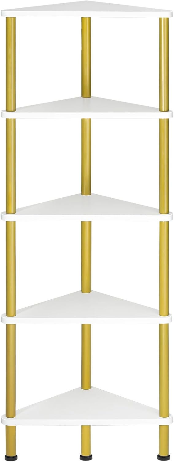 HOOBRO Corner Shelf Stand for Small Spaces, 5-Tier Design