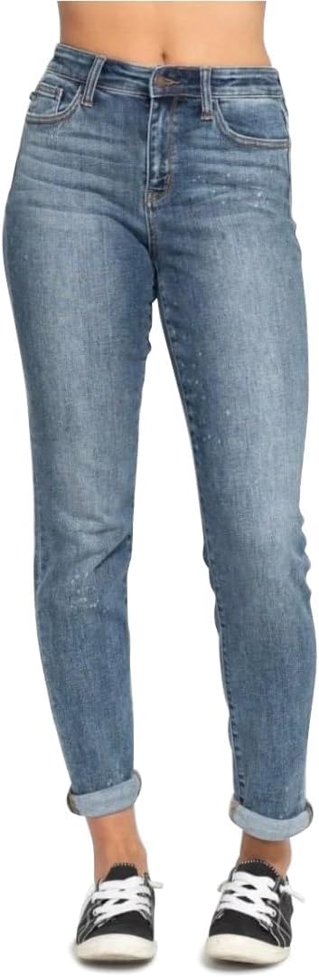 Judy Blue High Rise Bleach Splash Boyfriend Jeans for Style