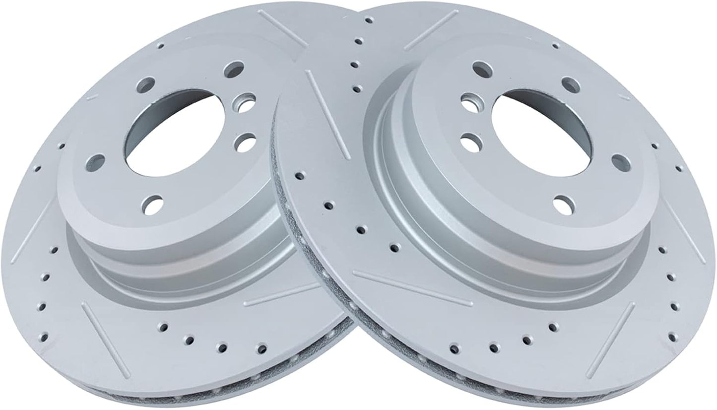 TRQ Performance Brake Rotor Drilled & Slotted G-Coated Rear Pair