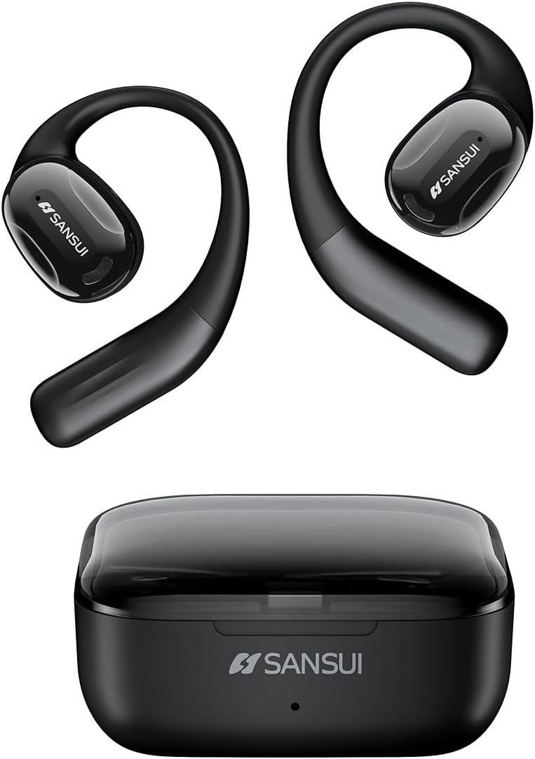 SANSUI Open Ear Bluetooth Earbuds - Noise Cancelling Mic