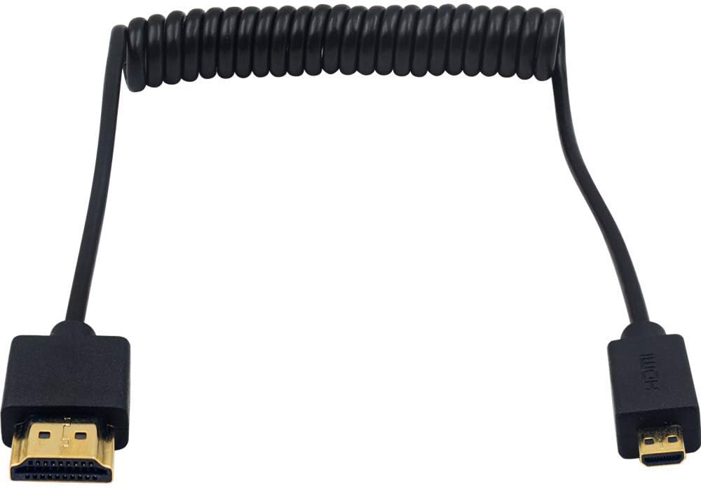 Duttek Coiled Micro HDMI Cable - Extreme Slim 4K for Camera, Pi, GoPro