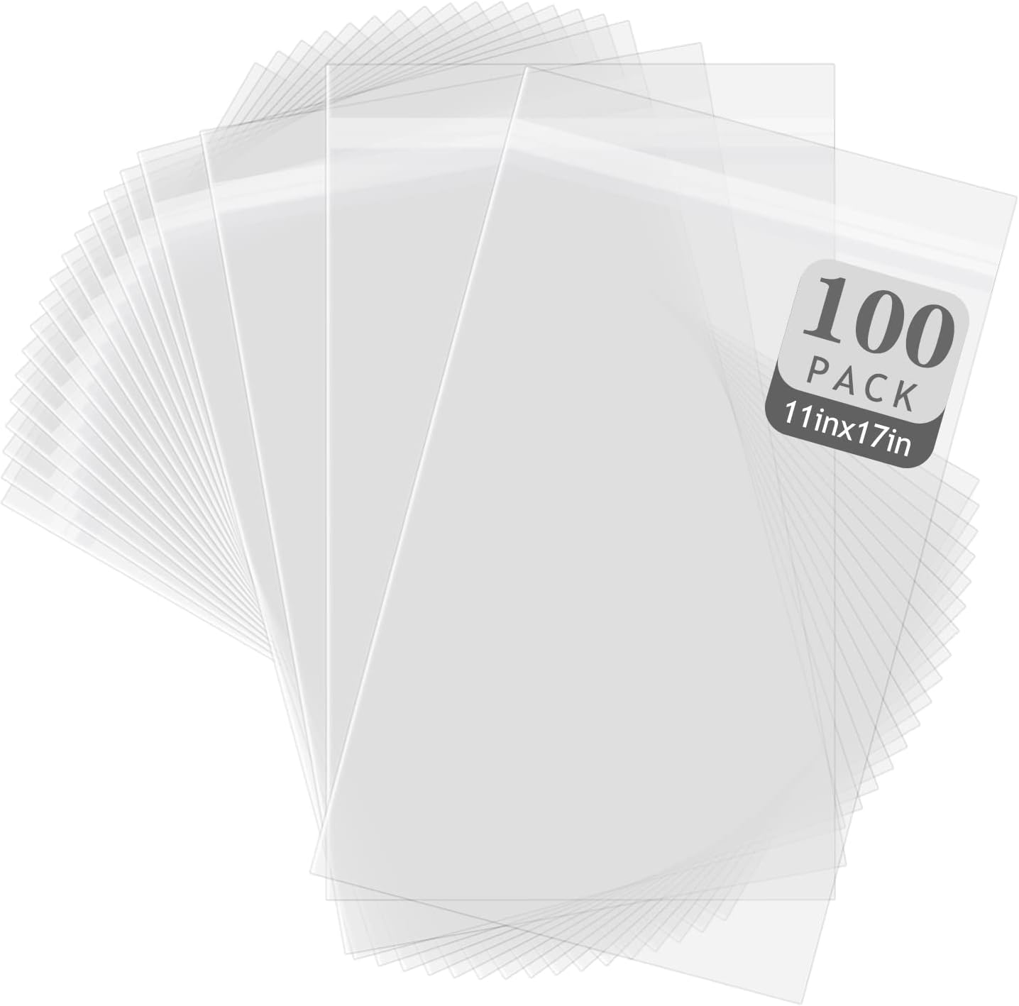 Clear Bags for 11x17 Mats and Pictures - 100 Pack Storage