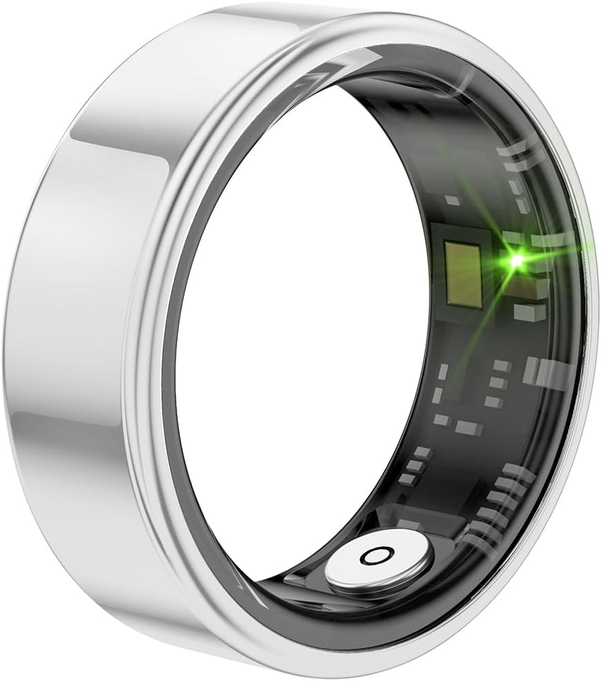 Smart Ring Health Tracker - Sleep, Heart Rate, Water Resistant - No Subscription - Silver