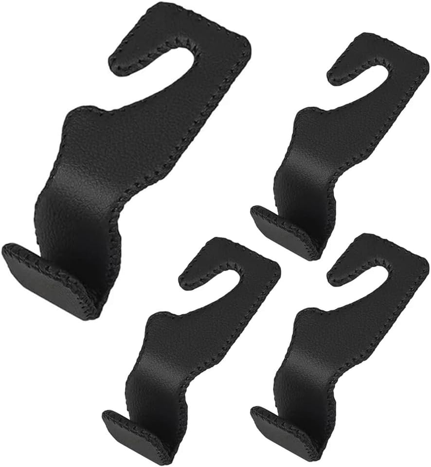 TOMBUL Leather-Covered Metal Headrest Hooks - Keep Bags Secure!