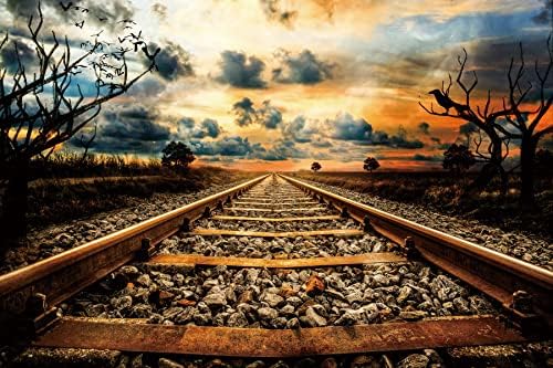 10x8FT Old Train Track Backdrop for Vintage Railway Photography