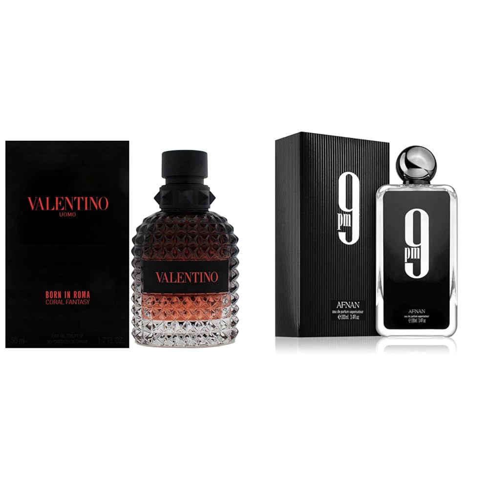 Valentino Uomo Born In Roma and Afnan 9 PM Fragrance Bundle