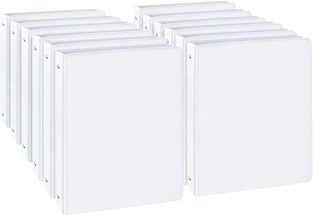 12-Pack White Binders - Letter Size, Presentation View