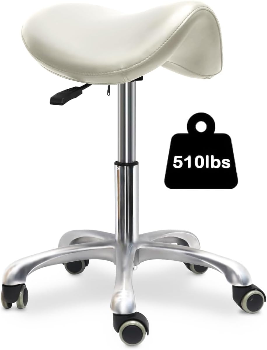 Ergonomic Saddle Stool with Wheels for Office and Salon Use