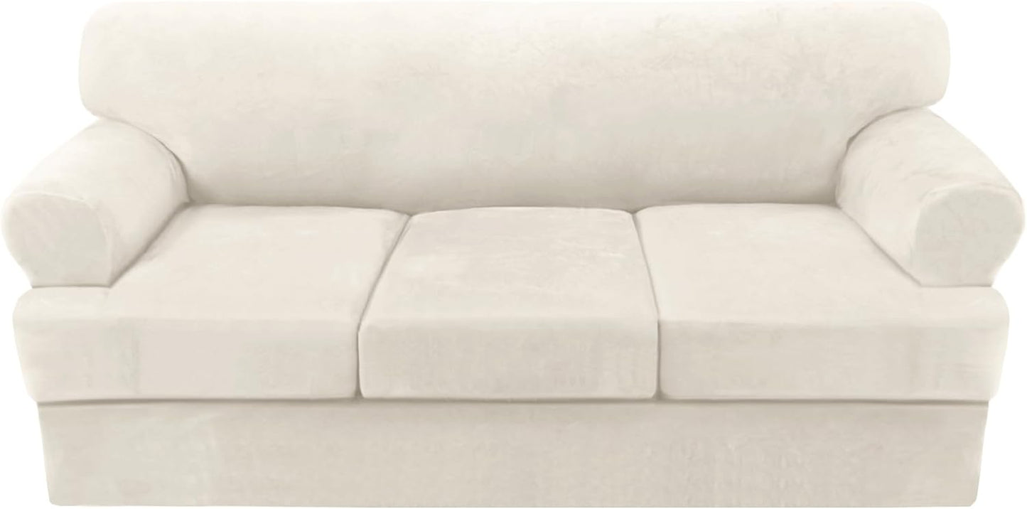 H.VERSAILTEX 4 Piece T Cushion Sofa Cover for 3 Cushion Couch