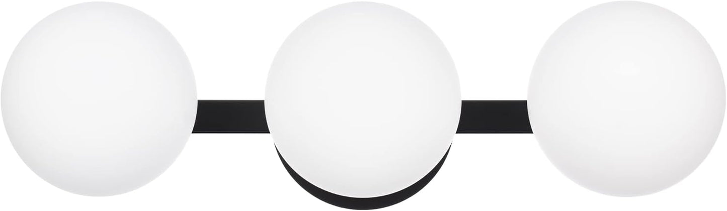 Modern 3-Light Globe Bathroom Vanity Light Fixture in Matte Black