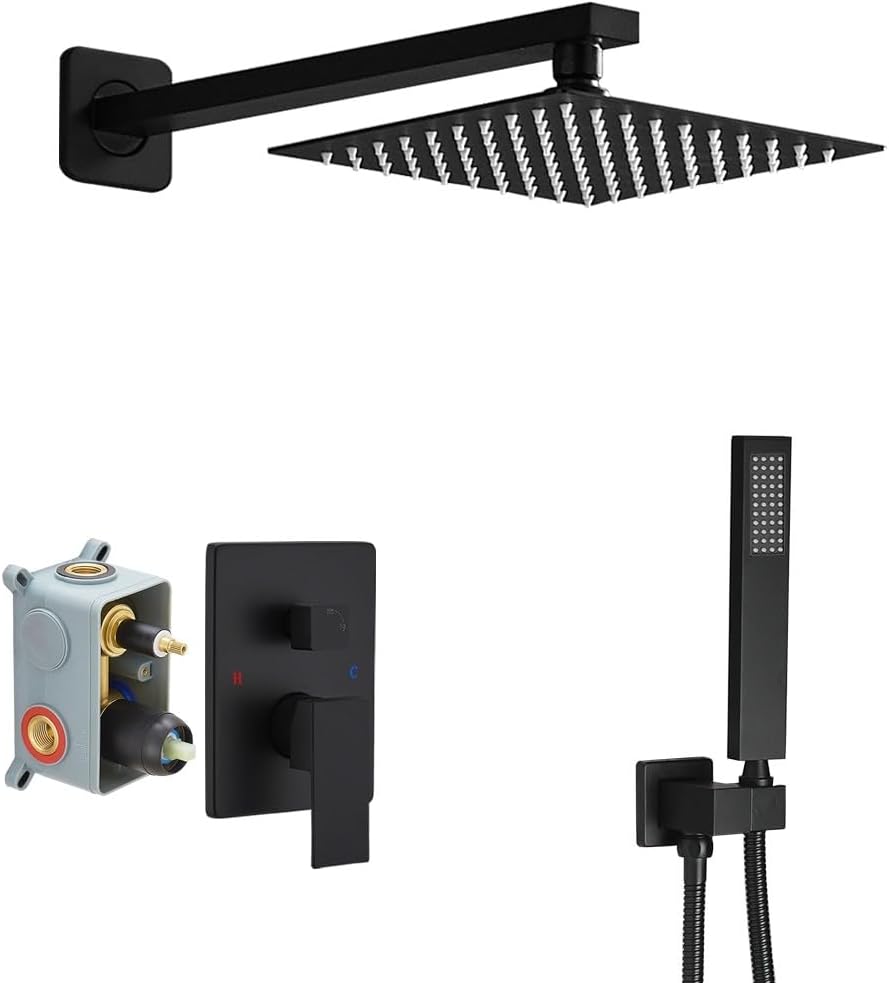 Matte Black Shower System Luxury Rain Mixer Shower Combo Set