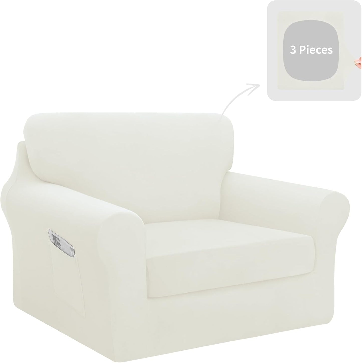 Easy-Going 3 Pieces Stretch Chair Cover Set for Furniture Protection