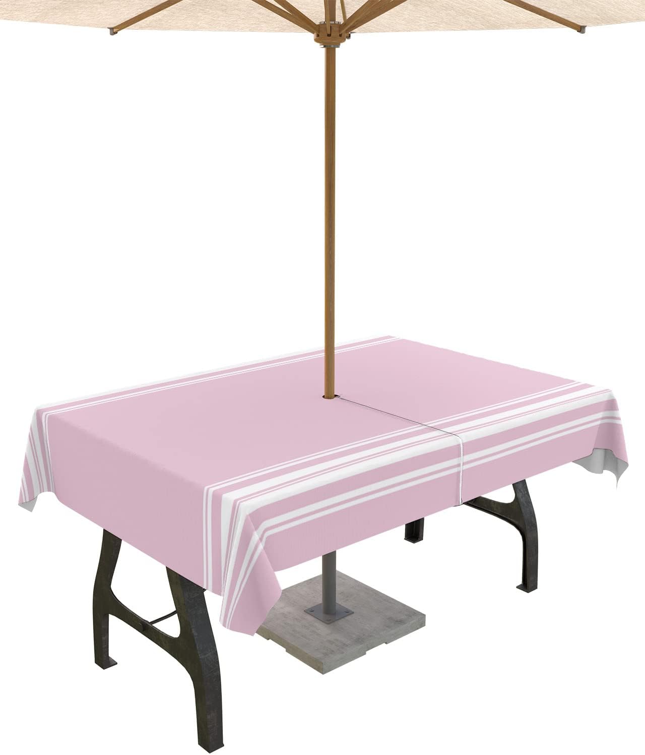QueenKer Outdoor Tablecloth with Umbrella Hole for Dining