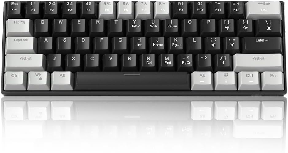 60% Mechanical Gaming Keyboard, Red Linear Switches, Blue LED, Detachable Cable