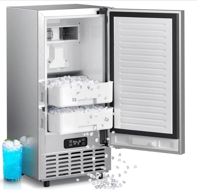 ARLIME 80 lbs Under Counter Ice Maker - Self-Cleaning, Nugget Ice, Stainless Steel