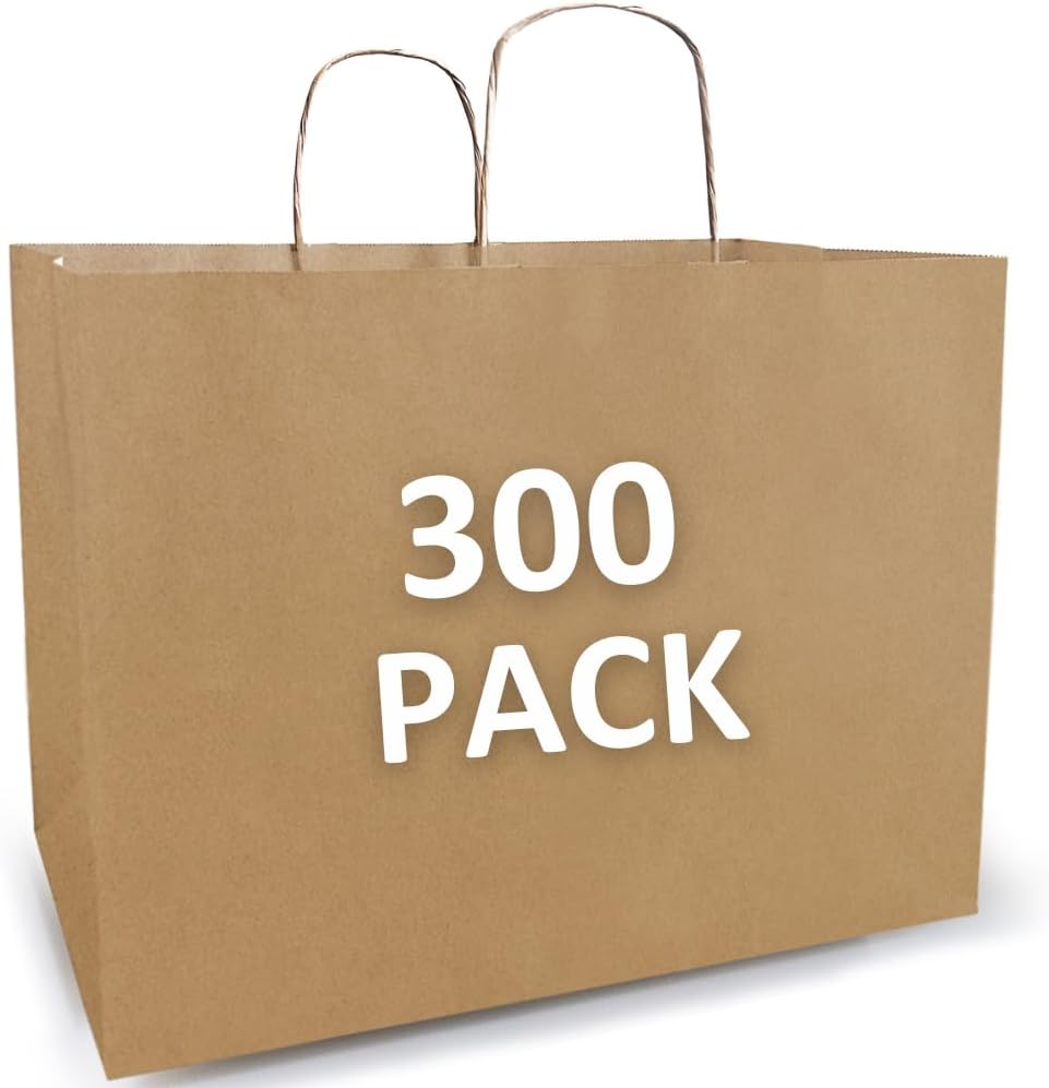 Qutuus Large Kraft Paper Shopping Bags with Handles for Gifts