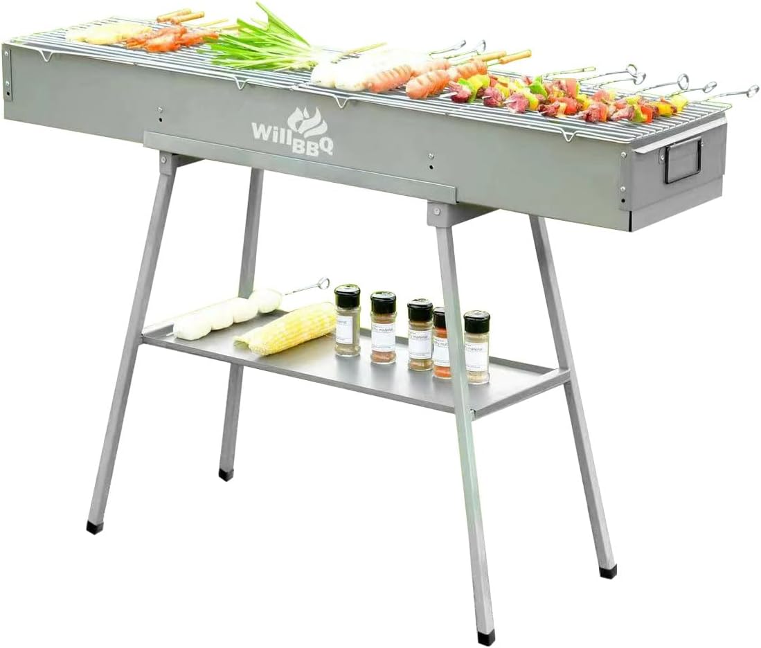 WILLBBQ Portable Charcoal Grill for Outdoor Cooking and BBQ