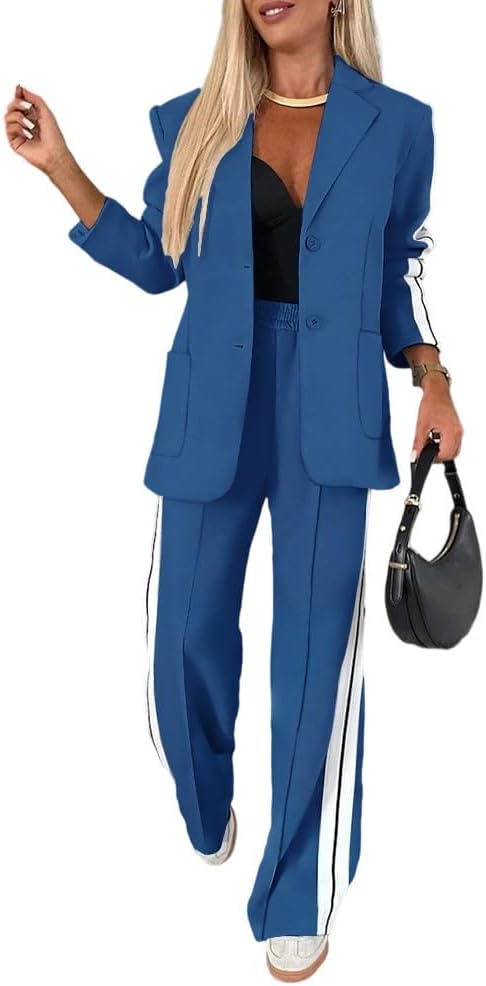 CHICME Womens Two Piece Outfits Blazer and Pants Set for Work