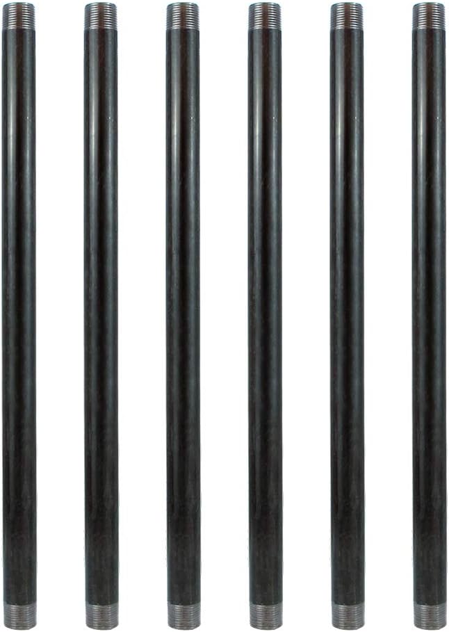 GeilSpace 6 Pack 1/2in 20in Heavy Duty Pre-Cut Grey Metal Pipe