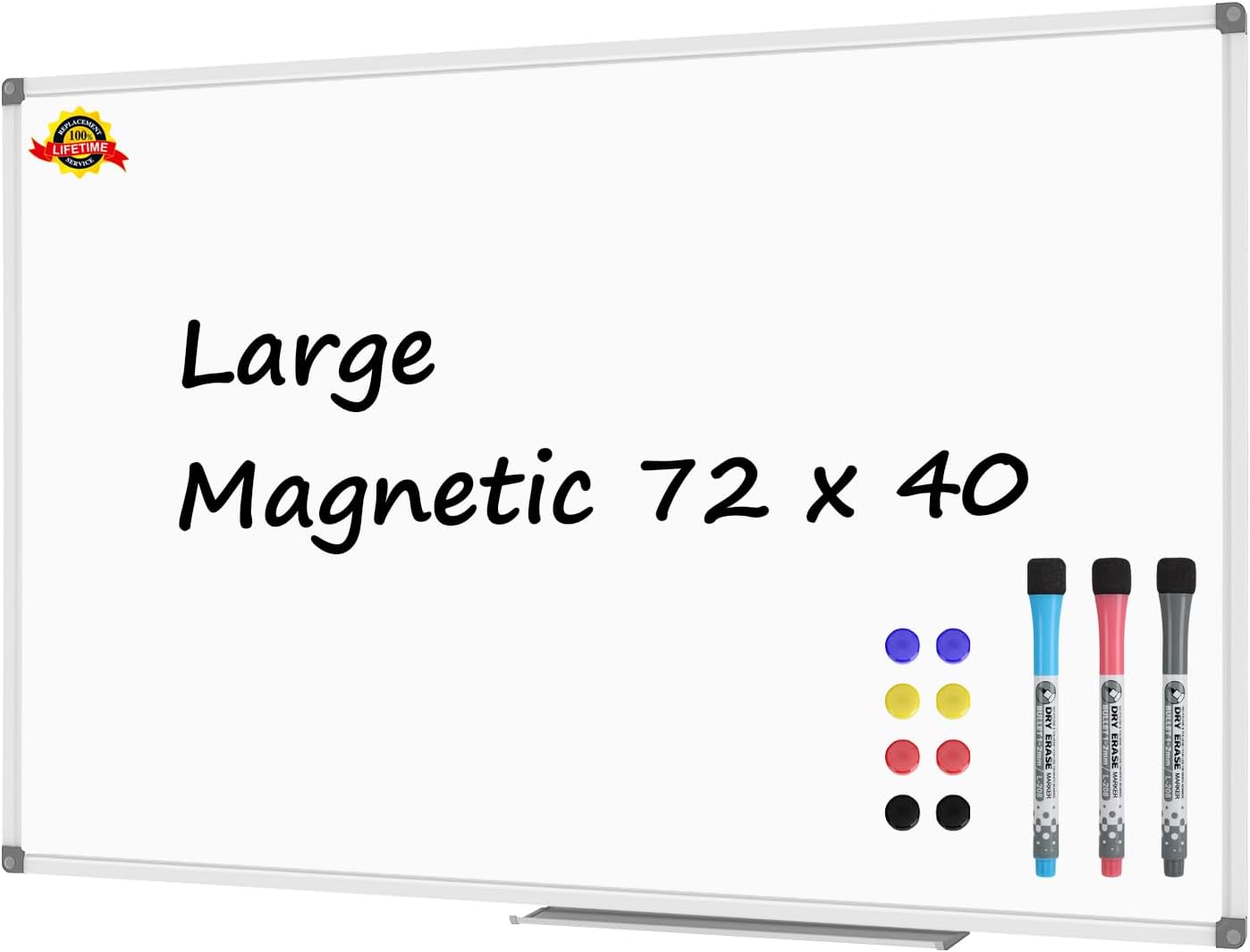 Lockways Large 72in x 40in Magnetic Dry Erase Board for Office