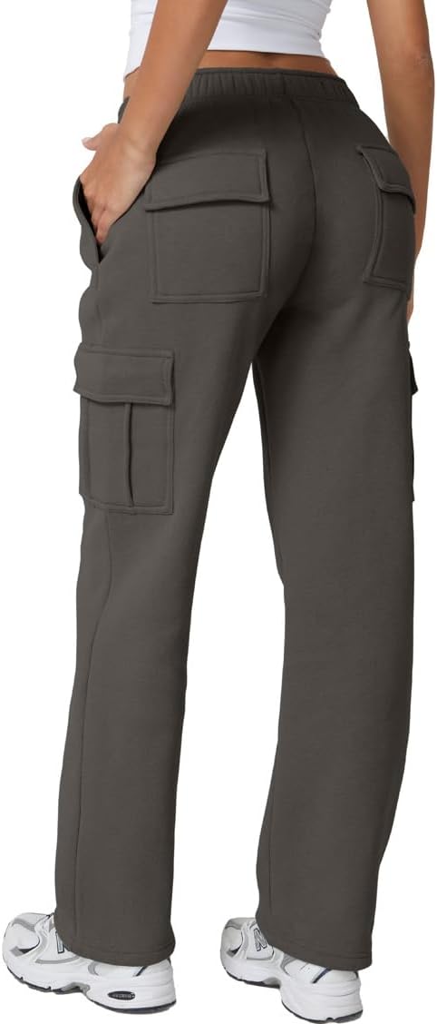 QINSEN Womens Medium Waist Baggy Elastic Waist Sweatpants