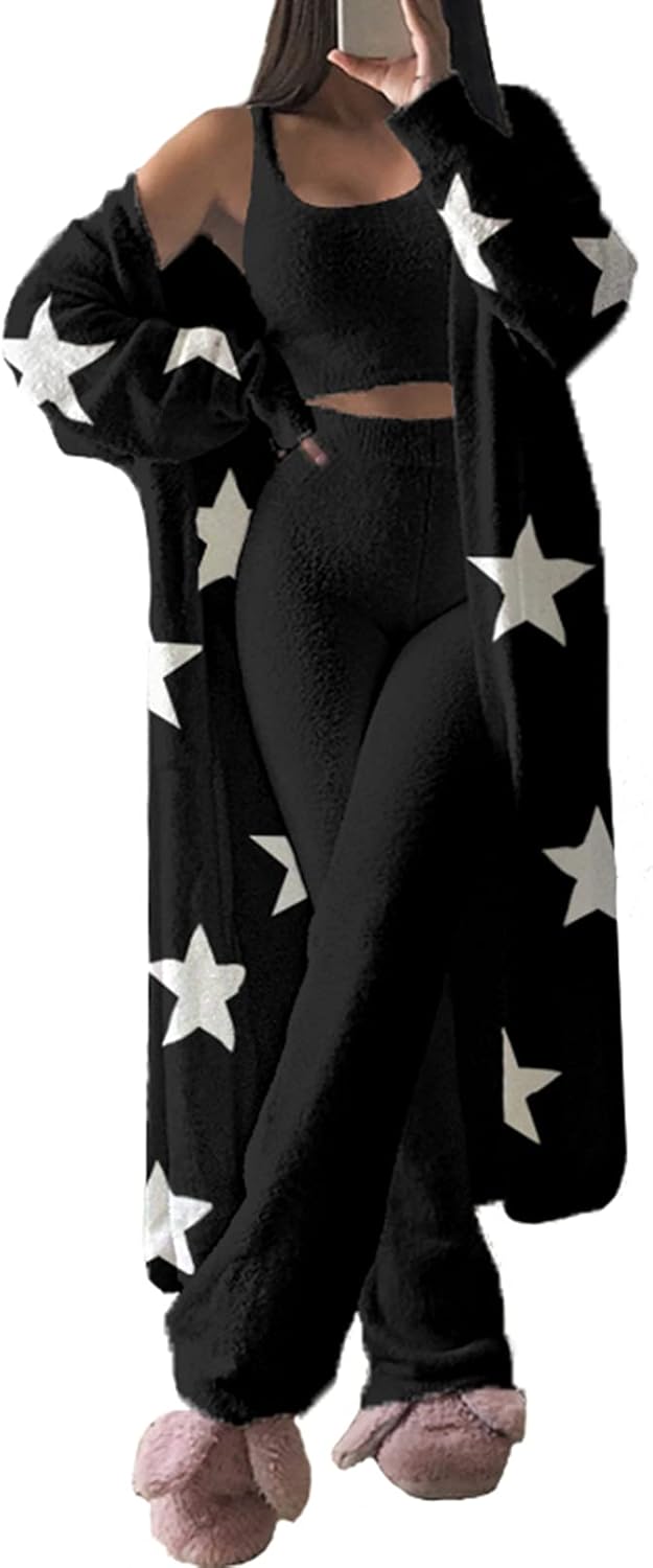 Stylish Women's Fuzzy 3 Piece Sweatsuit for Cozy Comfort