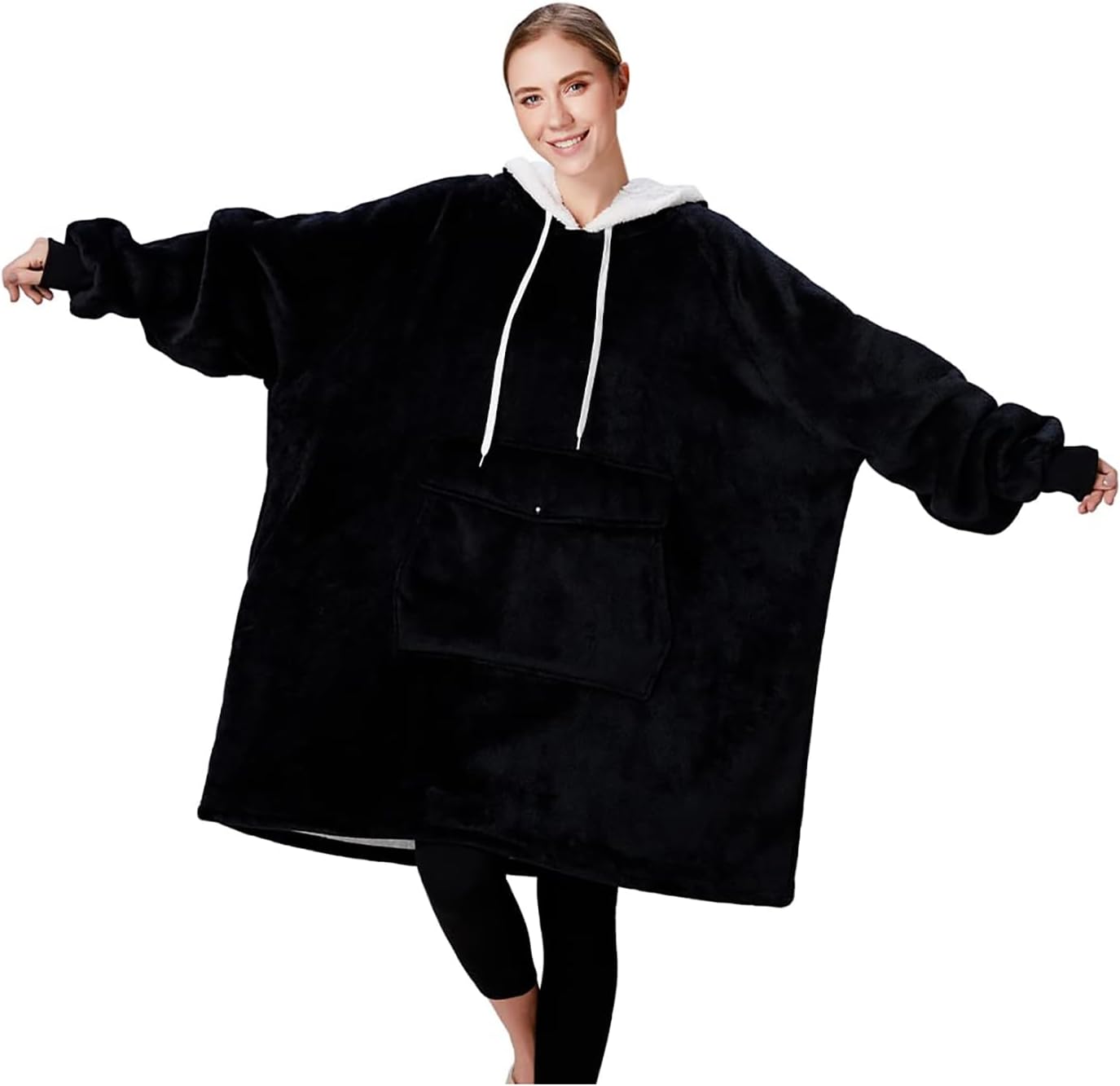 Qeils Wearable Blanket Hoodie for Women - Cozy Sherpa Pullover