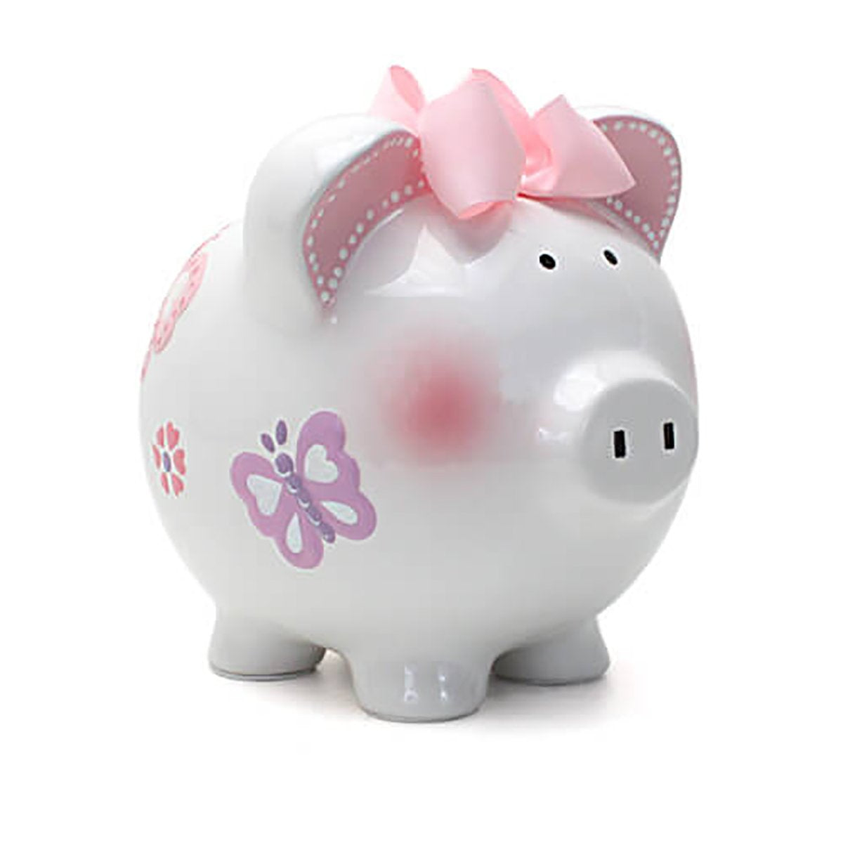 Child to Cherish Ceramic Piggy Bank for Girls, Butterfly Design