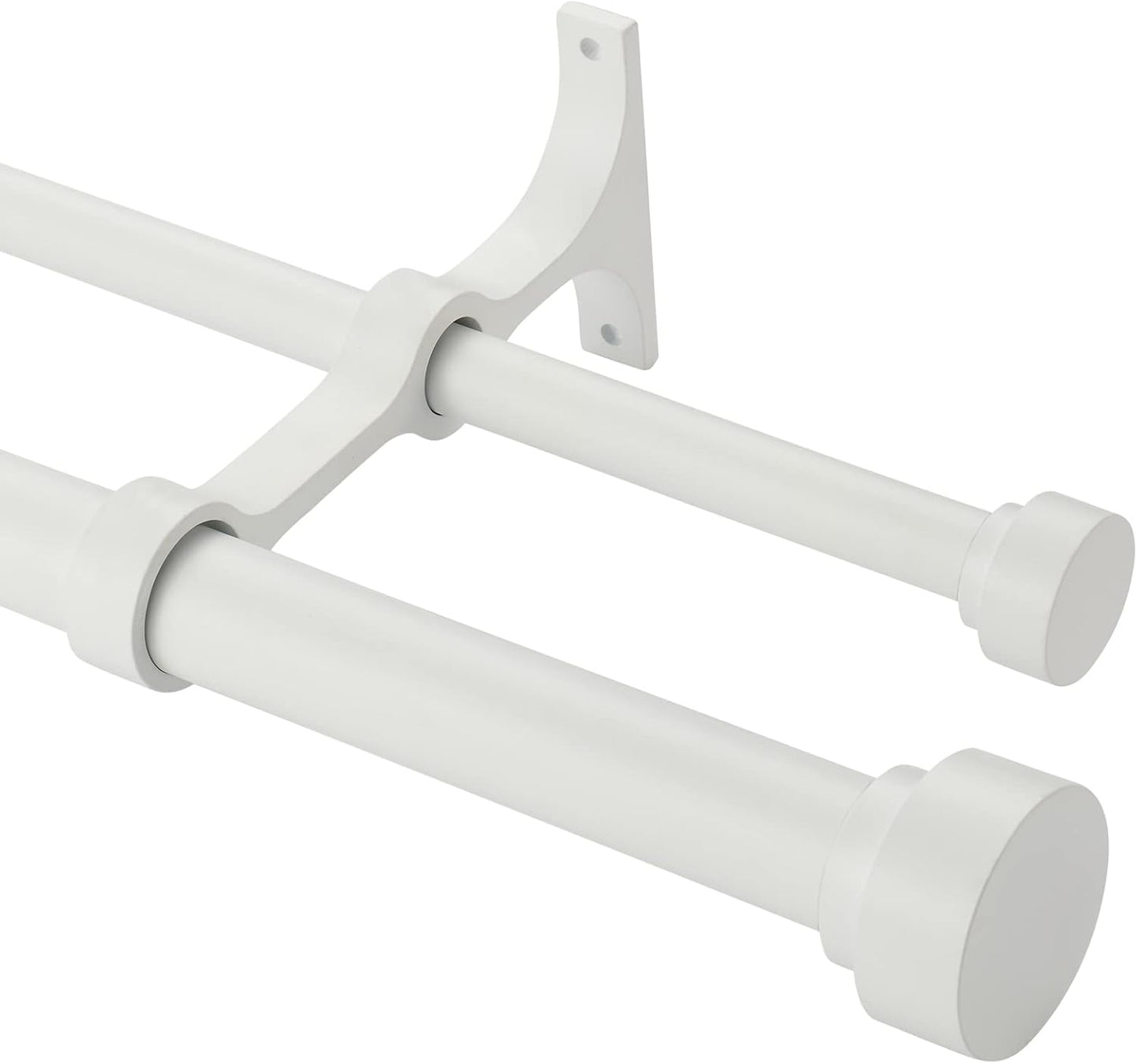 Heavy Duty Double Curtain Rods with Cylindrical Cap Finials