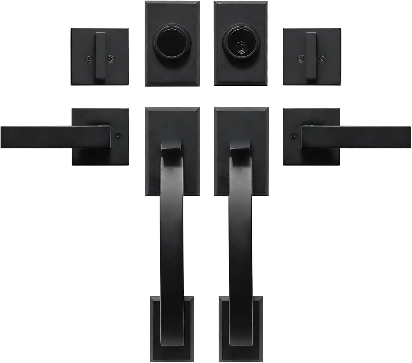 Double Door Handle Set with Dummy Heavy Duty Lock for Security