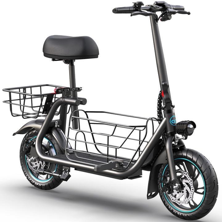 Gyroor Adults Electric Scooter with Large Basket and 550W Motor
