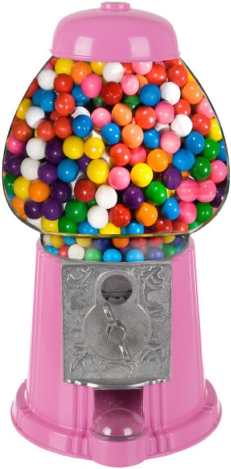 15-Inch Gumball Machine with Coin Bank - Vintage Pink Style