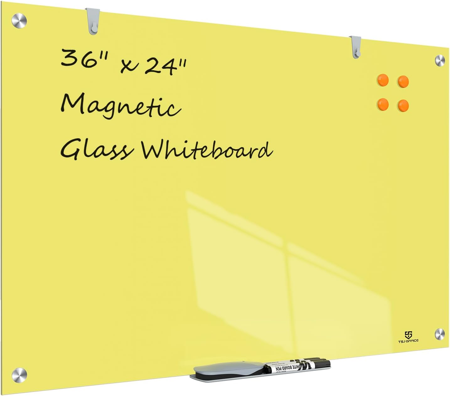 Premium 36 x 24 Inches Glass Dry-Erase Board for Office Use